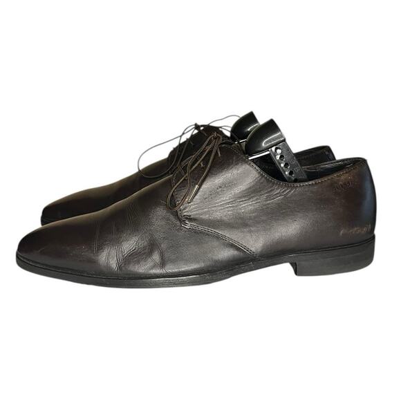 Hugo Boss Other - Boss Hugo Boss Italian Leather Derby Dress Shoes Size 8.5 Dark Brown